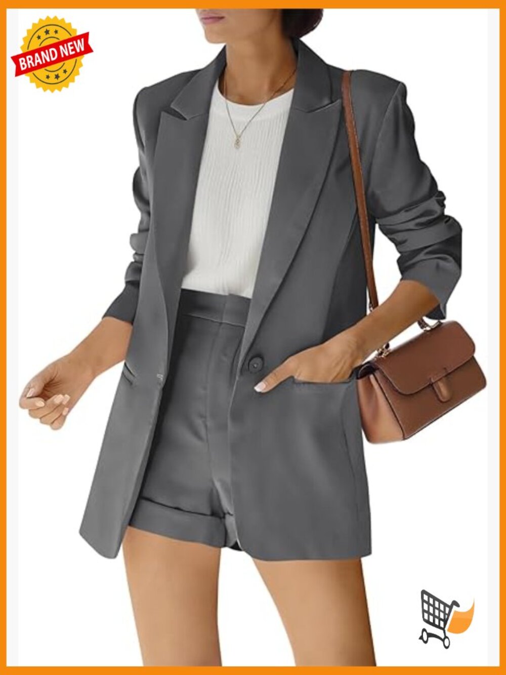 2 Piece Open Front Blazer and Short Pants Suit Set
